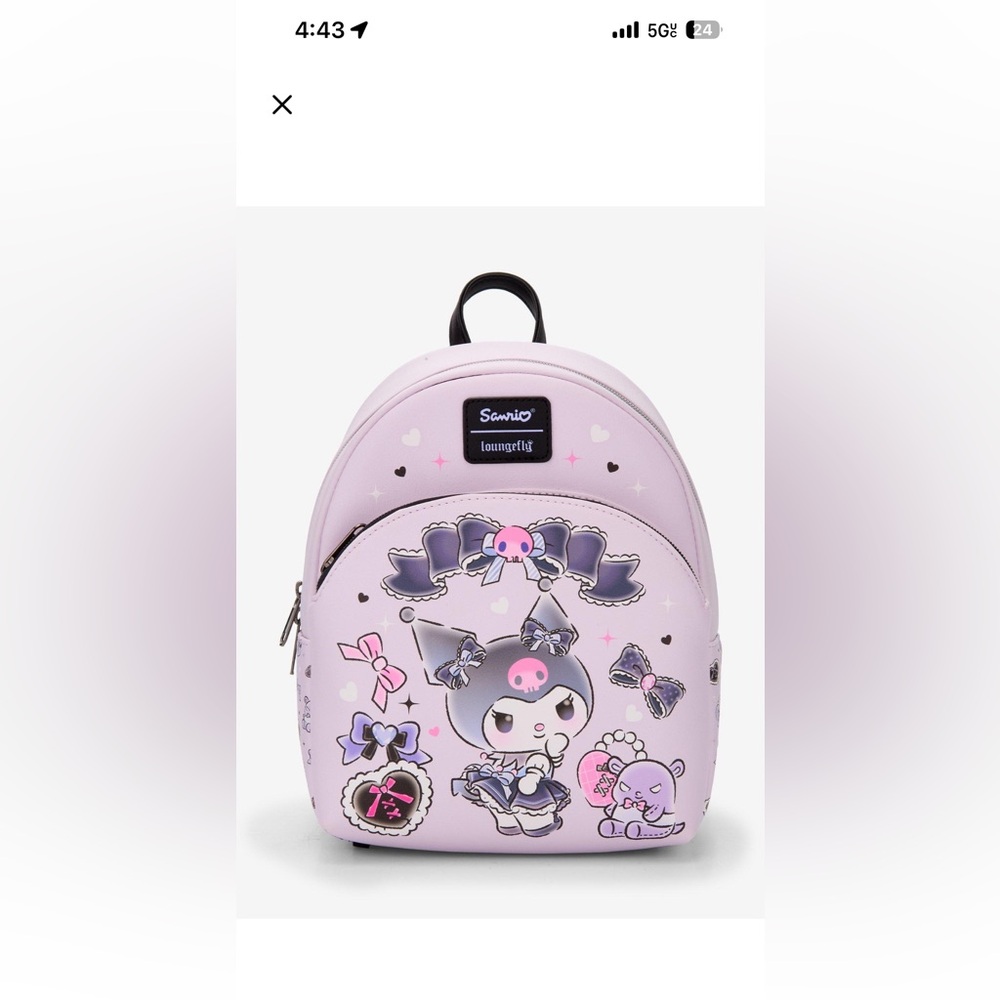 Sanrio Loungefly kuromi Baku ribbons mini backpack